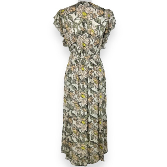 Anthropologie Blank London Dress Womens XS Gray Floral Flounce Maxi Wrap - Picture 6 of 14